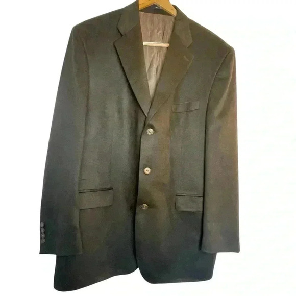 Chaps Ralph Lauren Hunter Green Faux Suede Microfiber Blazer Jacket 3 Button 46L - Picture 1 of 11